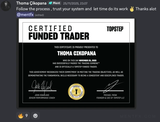 Mentfx funded trader certificate