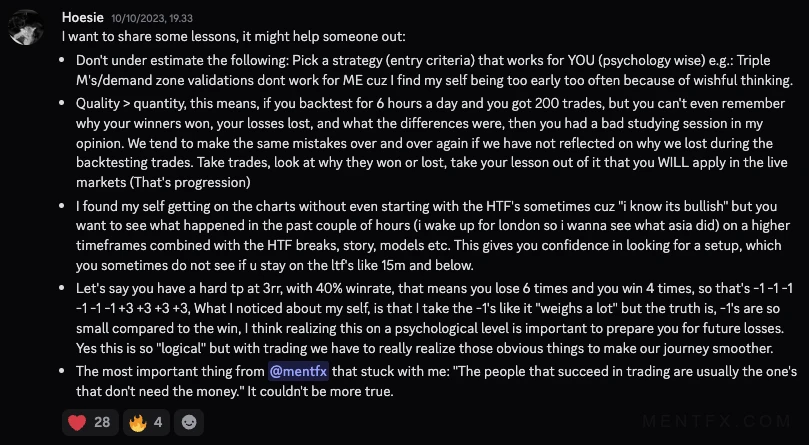 Mentfx member message