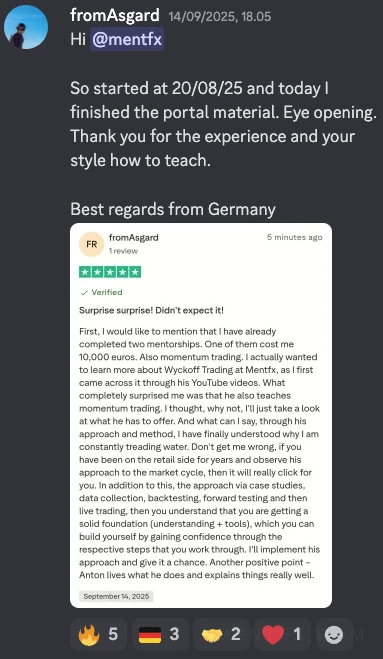 Mentfx member message